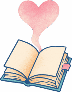 Illustration eines Buches mit Herz darüber